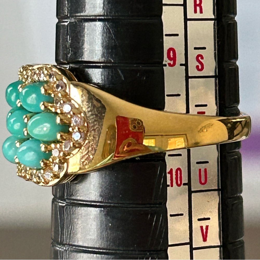 Sleepy beauty turquoise cabochon 14k Gold ring size 10 - Picture 10 of 16